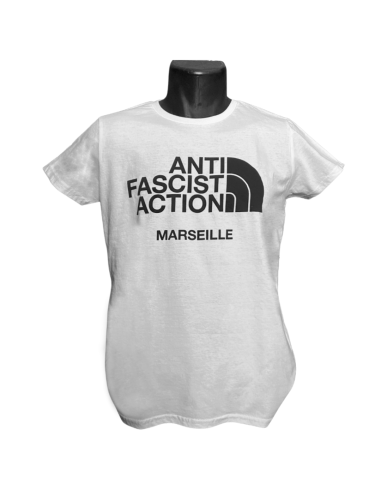 T-shirt Anti Fasciste Action blanc Marseille homme