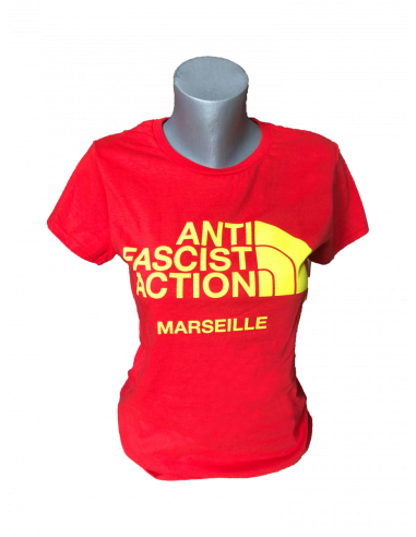 T-shirt Femme Anti Fasciste Action rouge Marseille