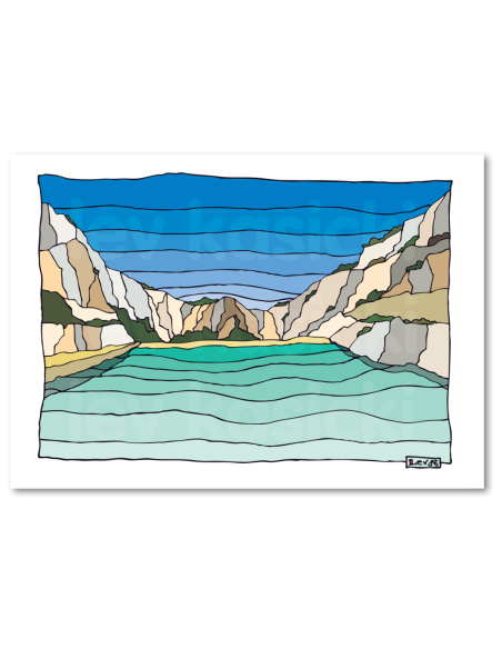 Set de table : La calanque d'En-Vau, Marseille, vu par Lev