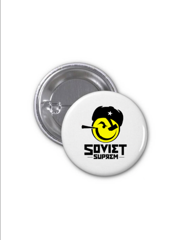 Badge Soviet Suprem Smiley jaune-rouge