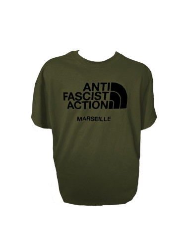 T-shirt kaki Anti Fasciste Action Marseille